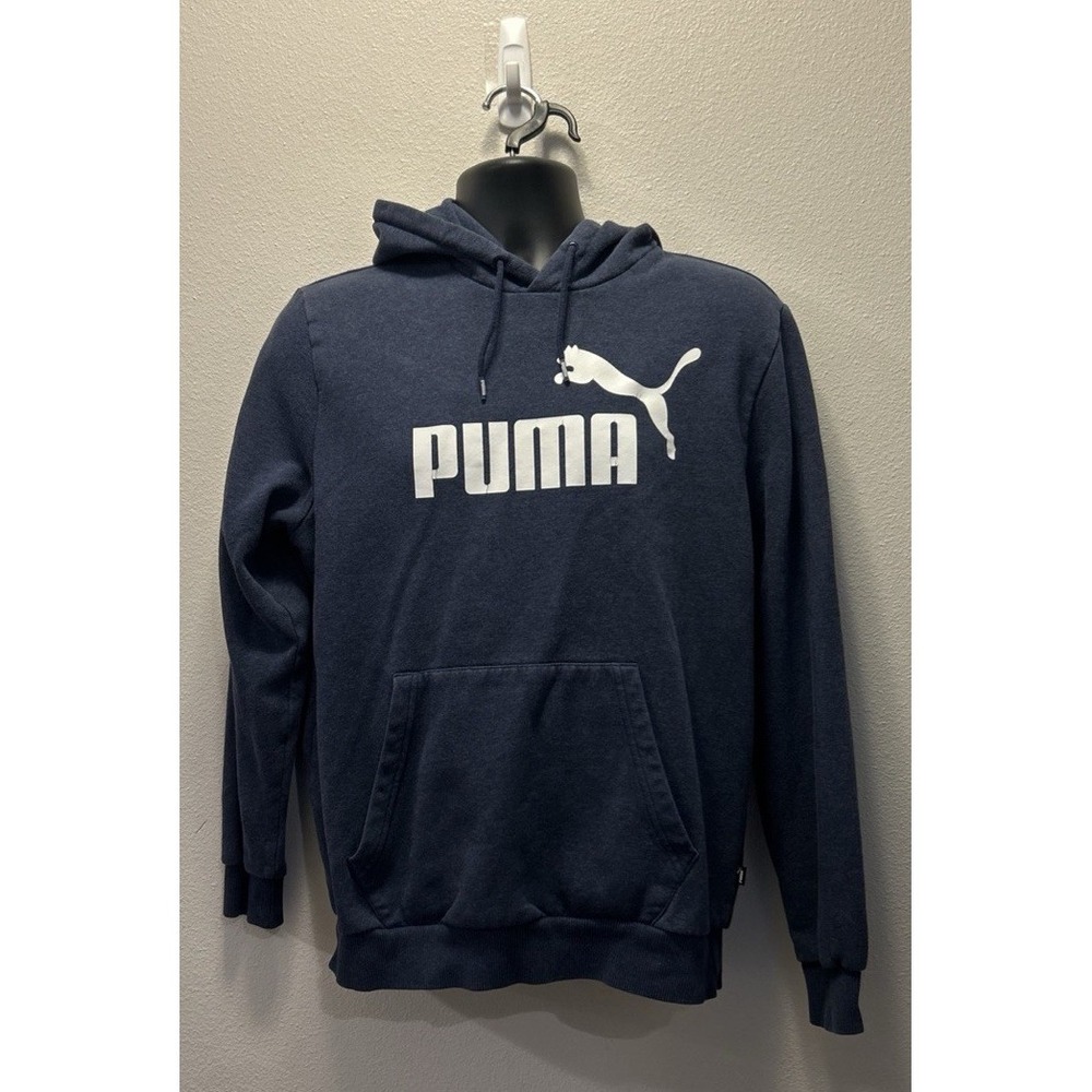 Puma Men's Navy Spellout‎ Logo Retro Sports Hoodie Medium Soccer
